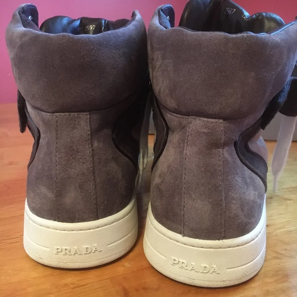 Prada suede high-tops in a grey and white color-way. Size 13 US. Authentic. - Picture 3 of 3
